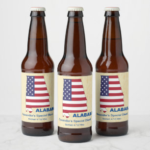 ETIQUETA PARA BOTELLA DE CERVEZA GRAN MONOGRAMA ESTATAL DE ALABAMA EN ESTADOS UNIDO