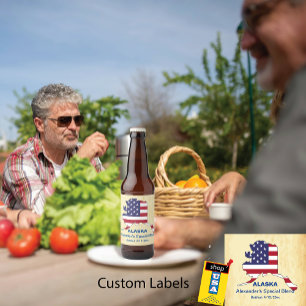 ETIQUETA PARA BOTELLA DE CERVEZA GRAN MONOGRAMA ESTATAL DE ALASKA EN ESTADOS UNIDOS
