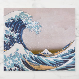 Etiqueta Para Botella De Cerveza Gran ola de tsunami frente a Kanagawa Japón por Ho