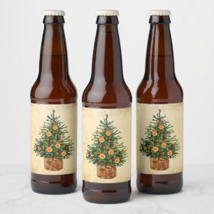 Etiqueta Para Botella De Cerveza Granja de árbol de Navidad Simple BeerLabel