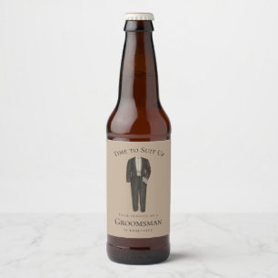 Etiqueta Para Botella De Cerveza Groomsman propone tiempo para usar el Tuxedo vinta