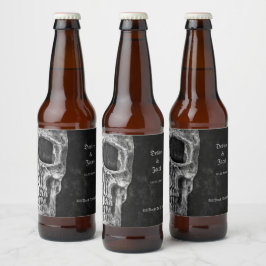 Etiqueta Para Botella De Cerveza Grunge Blanco Y Negro De Guay De Media Calavera Gó