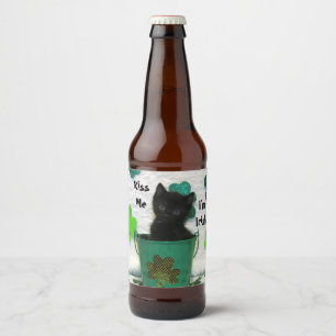 Etiqueta Para Botella De Cerveza Guapo Jack el Día del Gato San Patricio