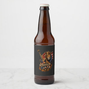 Etiqueta Para Botella De Cerveza Guerrero Papá León Bandera Americana Guitarra