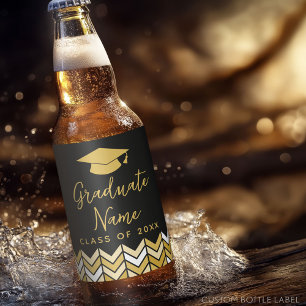 Etiqueta Para Botella De Cerveza Guión de nombre de grado con tapa - Graduación de 
