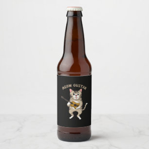 Etiqueta Para Botella De Cerveza Guitarrista Meow Guitar Gato Lindo Tocando Guitarr