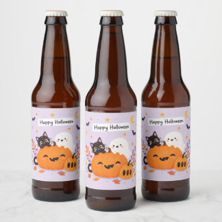 Etiqueta Para Botella De Cerveza halloween rosa