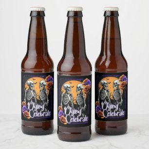 Etiqueta Para Botella De Cerveza Halloween Skeleton Floral se muere para celebrar