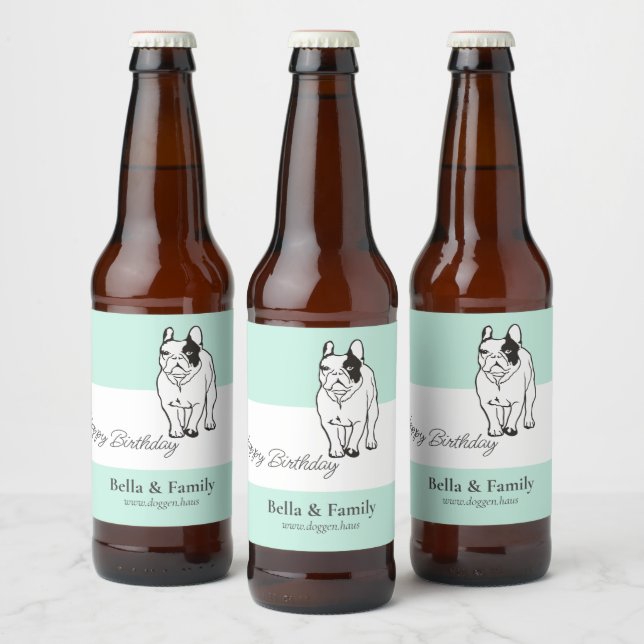 Etiqueta Para Botella De Cerveza Happy Birthday French Bulldog  (Botellas)