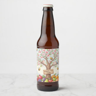 Etiqueta Para Botella De Cerveza Happy Tu B'Shevat – Colorful Blossom & Fruit