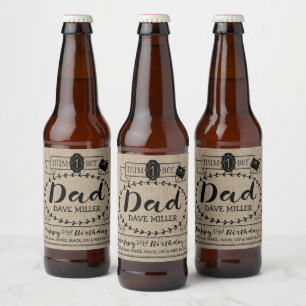 Etiqueta Para Botella De Cerveza Haz Tu Propio Número 1 Cumpleaños De Papá Monogram
