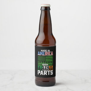 Etiqueta Para Botella De Cerveza Hecho en Estados Unidos con piezas irlandesas en e