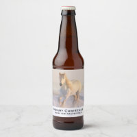 Hermosa Gallopaje de Caballo Blanco en la Navidad 