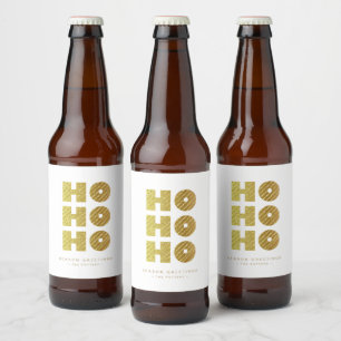 Etiqueta Para Botella De Cerveza Ho Ho Ho Sencillos Navidades festivos blanco y o