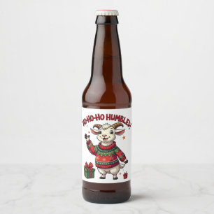 Etiqueta Para Botella De Cerveza Ho Ho Ho Sombrero de Santa Navidad Cabra de Santa