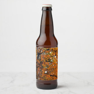 Etiqueta Para Botella De Cerveza Hojas de Amber en otoño