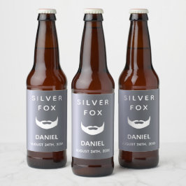 Etiqueta Para Botella De Cerveza Hombres de barba de cumpleaños de Silver fox