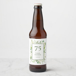 Etiqueta Para Botella De Cerveza Hydrangeas blancas por el 75 cumpleaños