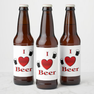 Etiqueta Para Botella De Cerveza I Heart Beer Design