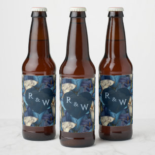 Etiqueta Para Botella De Cerveza iCute Lirios de Calla Azules Accento Botánico de B