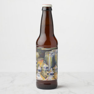 Etiqueta Para Botella De Cerveza Ideografía de la luz dorada