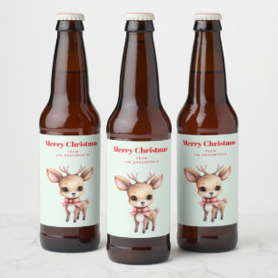 Etiqueta Para Botella De Cerveza Ilustración de dibujos animados de ciervo bebé lin