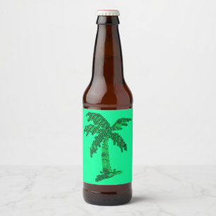 Etiqueta Para Botella De Cerveza Imagen con lentejuelas sucia de la palmera