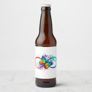 Etiqueta Para Botella De Cerveza Infinidad brillante con la mariposa arcoiris