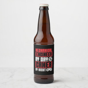 Etiqueta Para Botella De Cerveza Ingeniero Por Día Gamer Por Noche