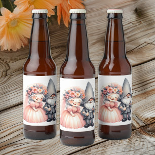 Etiqueta Para Botella De Cerveza Jardín Gnome Bride Groom cuento de hadas Boda ruso