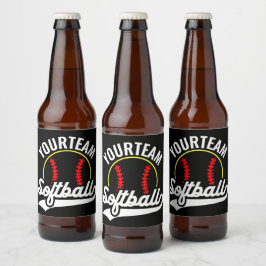 Etiqueta Para Botella De Cerveza Jugador de equipo de Softball AÑADIR NOMBRE Liga P