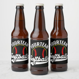 Etiqueta Para Botella De Cerveza Jugador de equipo de Softball AÑADIR NOMBRE Liga P