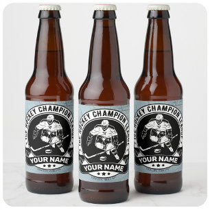 Etiqueta Para Botella De Cerveza Jugador de hockey sobre hielo personalizado atleta