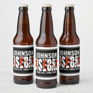 Etiqueta Para Botella De Cerveza Jugador de Juego de Béisbol ADD NAME