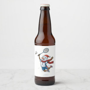 Etiqueta Para Botella De Cerveza Jugador de Tenis Muñeco de Nieve Navidad 2026 Fies