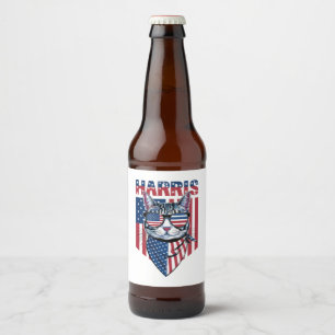 Etiqueta Para Botella De Cerveza Kamala Harris para Presidente 2024 Gato Divertido 