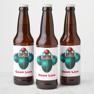 Etiqueta Para Botella De Cerveza Kherpi Dios del Sol Naciente, escarabajo escarabaj