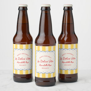 Etiqueta Para Botella De Cerveza La Dolce Vita Raya Italiana Personalizada con Nomb