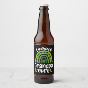 Etiqueta Para Botella De Cerveza La familia del abuelo más afortunado de todos en e