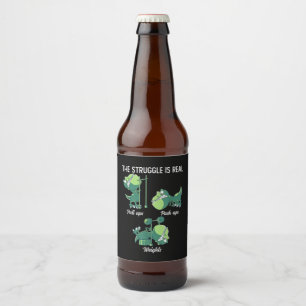 Etiqueta Para Botella De Cerveza La Lucha es Divertida Gimnasio de Dinosaurio T-Rex