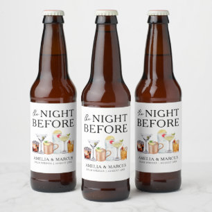 Etiqueta Para Botella De Cerveza La Noche Antes de la Cena de Ensayo de la Pareja