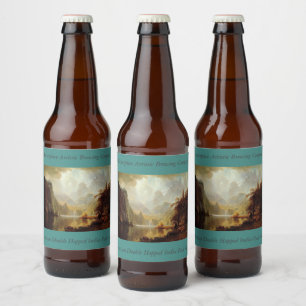 Etiqueta Para Botella De Cerveza La pintura de Albert Bierstadt, en las montañas de