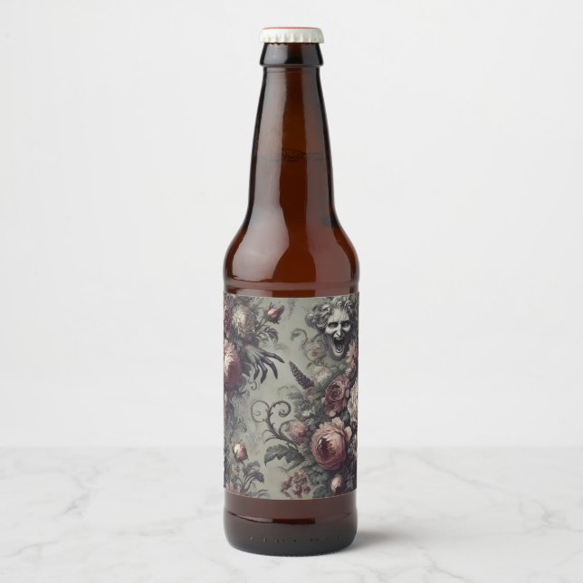 Etiqueta Para Botella De Cerveza Laugh Lines - Floral gótica (Anverso)