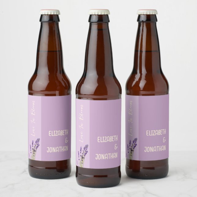 Etiqueta Para Botella De Cerveza Lavender Love Boda (Botellas)