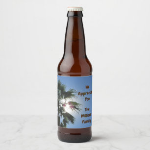 Etiqueta Para Botella De Cerveza Le Agradecemos La Familia Palm Tree Gracias