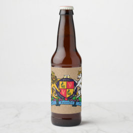 Etiqueta Para Botella De Cerveza León y Unicornio Rampant Escudo de cerveza