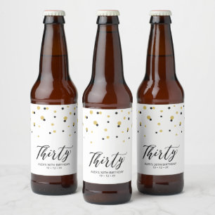 Etiqueta Para Botella De Cerveza Letras Negras Treinta   Cumpleaños 30 Beer 
