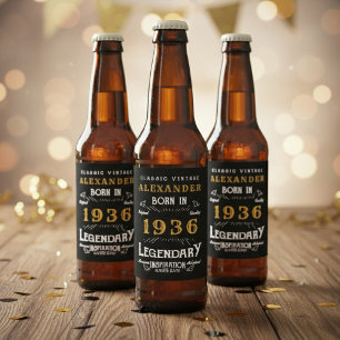 Etiqueta Para Botella De Cerveza Leyenda de cumpleaños 90 nacida en 1936 vintage ne