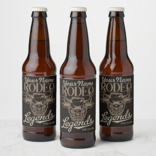 Etiqueta Para Botella De Cerveza Leyendas personalizadas de rodeo en el viejo oeste