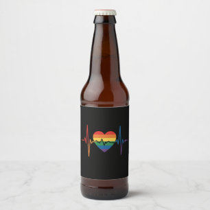 Etiqueta Para Botella De Cerveza LGBTQ latidos de corazón orgullo gay lesbiana tran